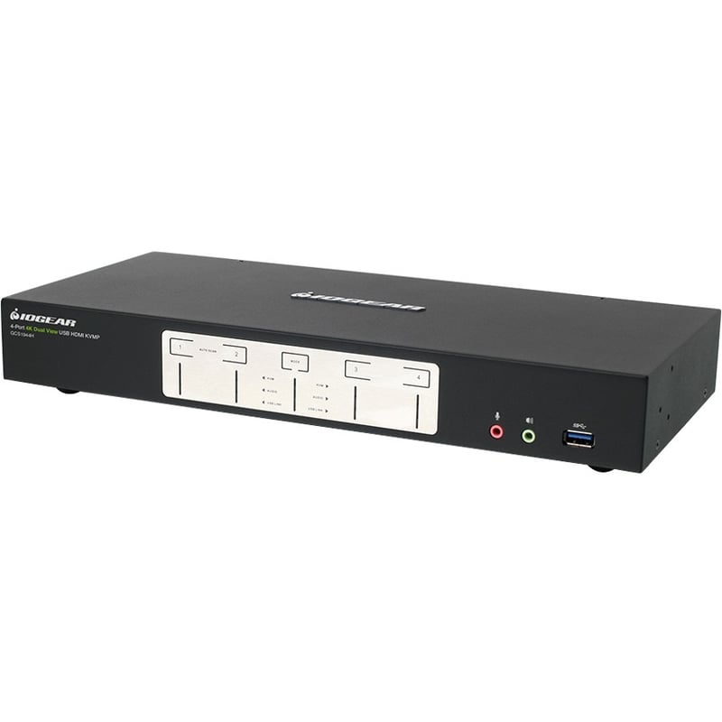 IOGEAR 4-Port 4K Dual View KVMP Switch with HDMI Connection, USB 3.0 Hub and Audio - Thumbnail 3