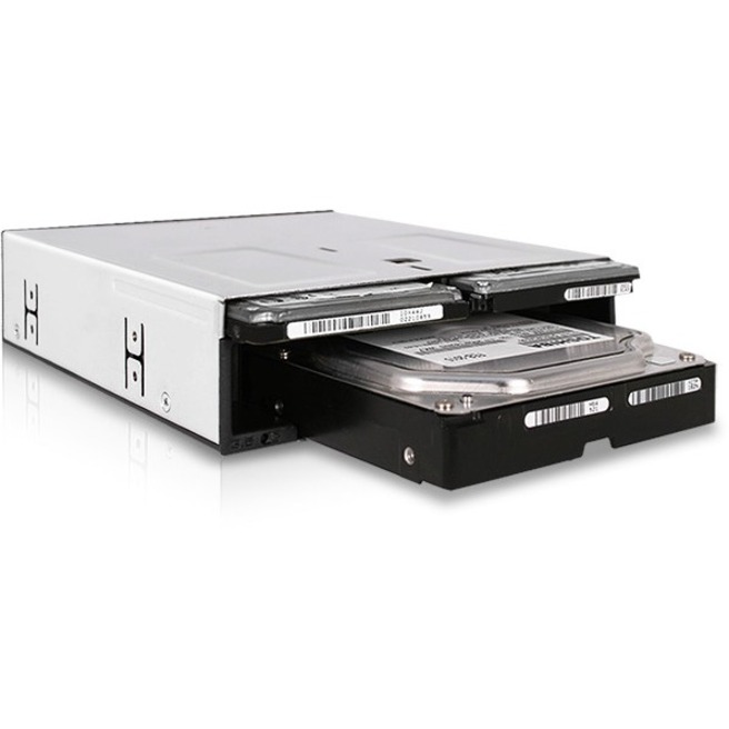 Icy Dock FlexiDOCK MB095SP-B Drive Enclosure for 5.25" SATA/600 - Serial ATA/600 Host Interface Internal - Black, Silver - Thumbnail 5