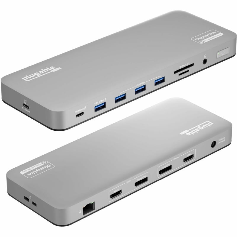 Plugable 13-in-1 USB C Docking Station Dual Monitor, 100W Charging, Dual 4K Displays 2x HDMI or 2x DisplayPort - Thumbnail 1