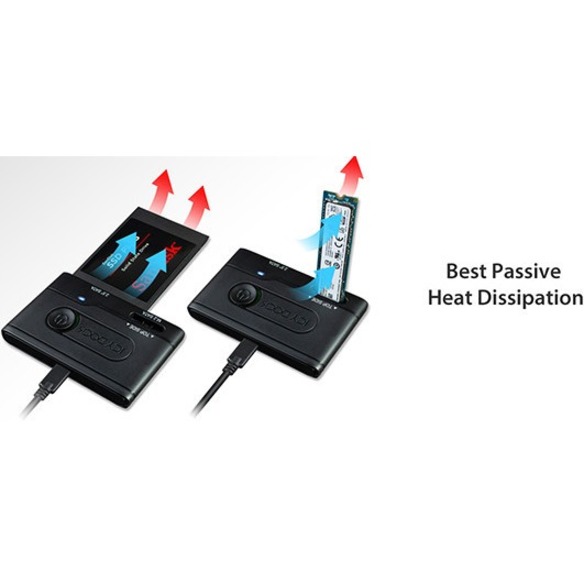 Icy Dock EZ-Adapter MB031U-1SMB Drive Enclosure SATA, M.2 - USB 3.2 (Gen 1) Type C Host Interface External - Black