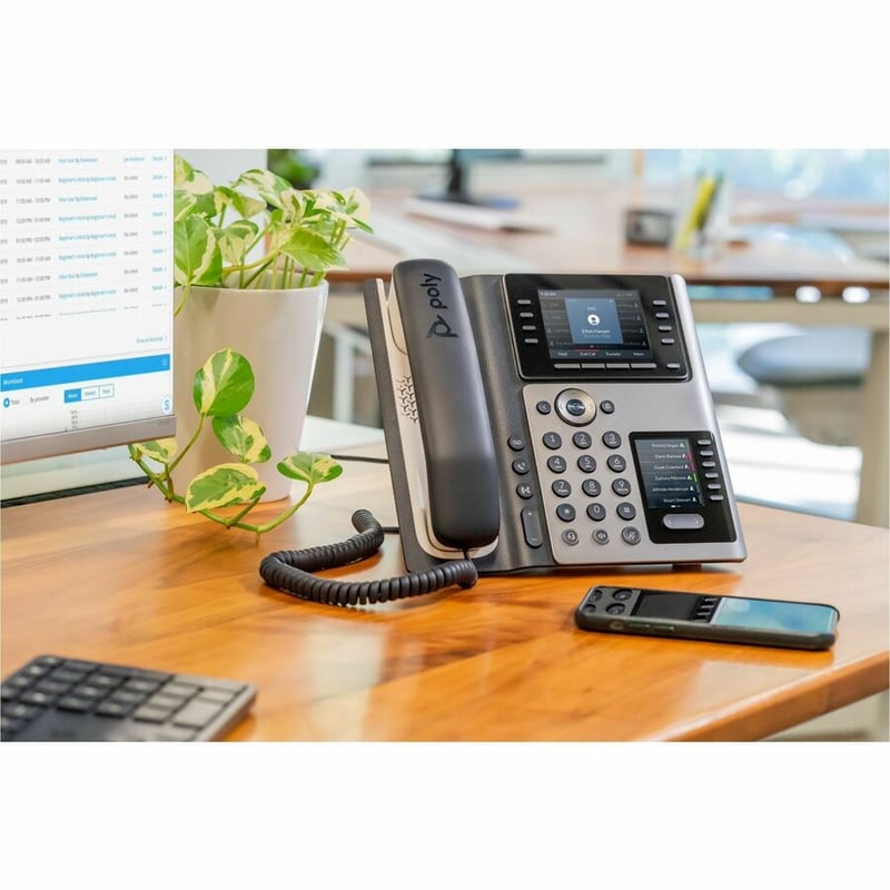 Poly E450 IP Phone - Corded - Corded - Desktop - Black - Thumbnail 3