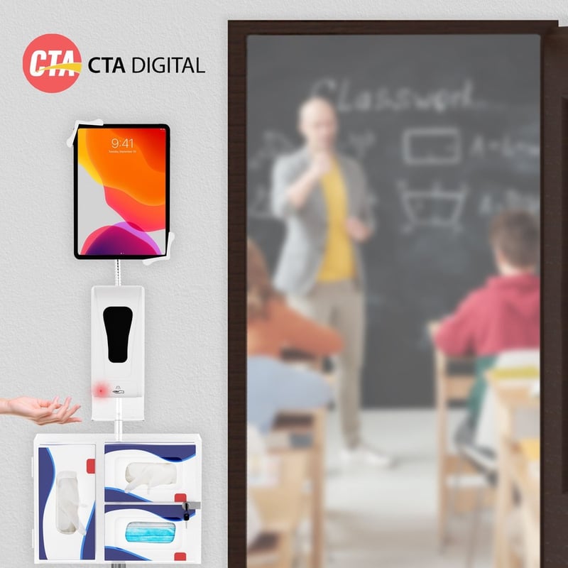 CTA Digital Heavy-Duty Gooseneck Floor Stand for 7-13 Inch Tablets with Sanitizing Station & Automatic Soap Dispenser - Thumbnail 3