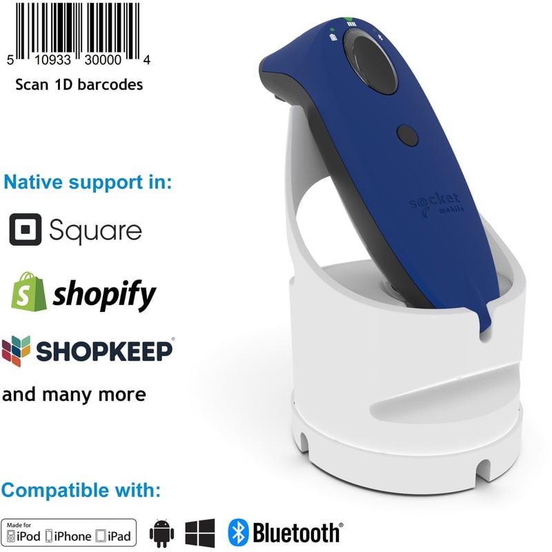 Socket Mobile SocketScan® S700, Linear Barcode Scanner, Blue & White Charging Dock - Thumbnail 1
