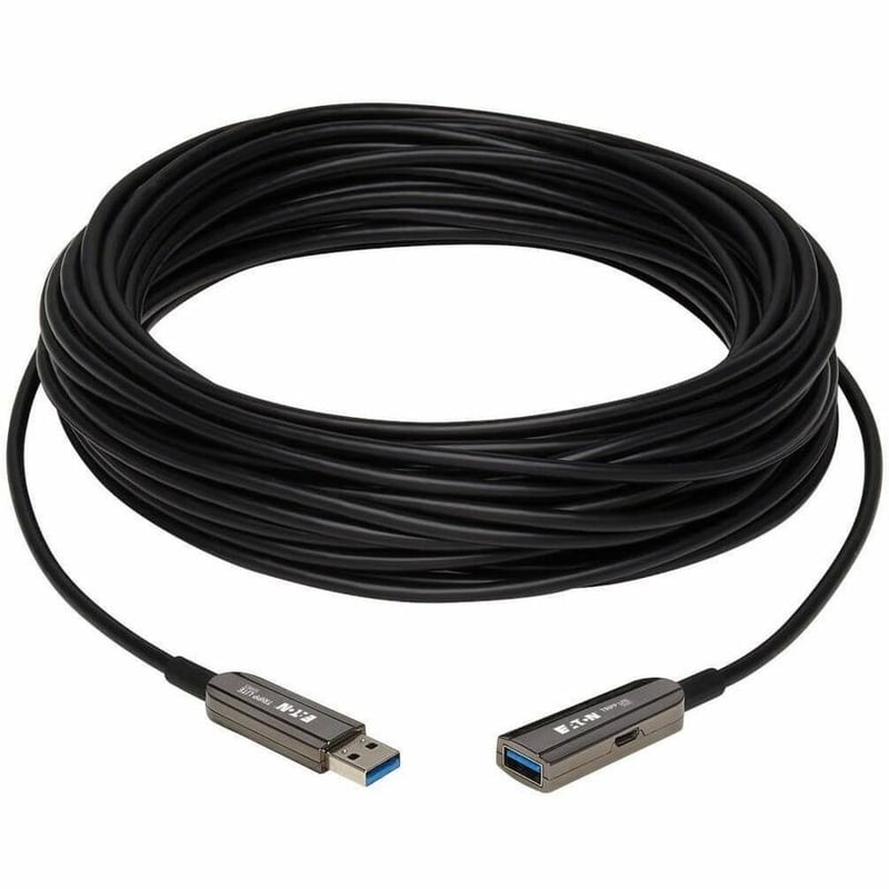 Tripp Lite by Eaton USB 3.2 Gen 1 CL3-Rated Fiber Active Optical Cable (AOC) - Extension/Repeater A M/F Black 20 m (65 ft.) - Thumbnail 2