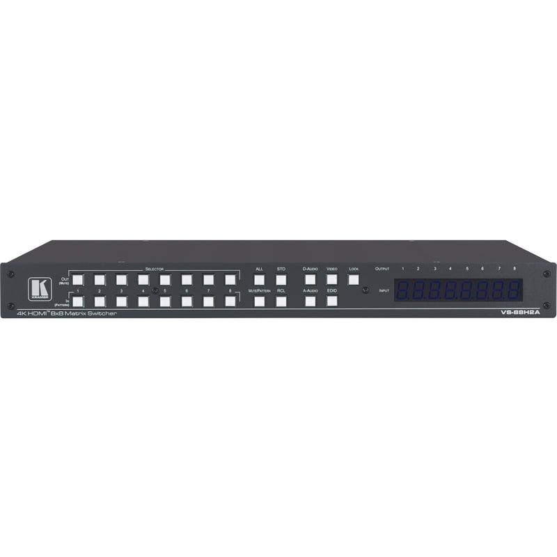 Kramer VS-88H2A 8x8 4K HDR HDCP 2.2 Matrix Switcher with Analog & Digital Audio Routing - Thumbnail 1