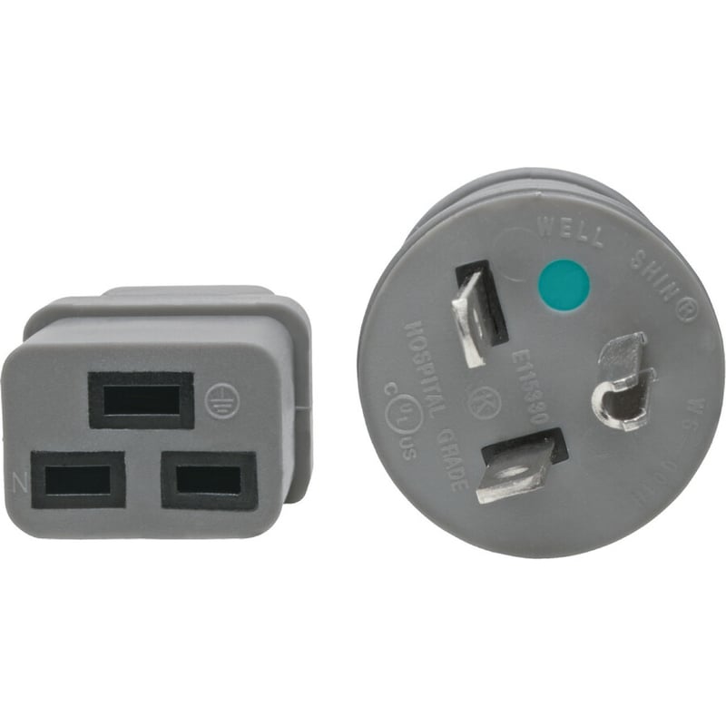 Eaton Tripp Lite Series Hospital-Grade Power Cord, NEMA 5-20P to C19 - Heavy-Duty, Green Dot, 20A, 125V, 12 AWG, 6 ft. (1.83 m), Gray - Thumbnail 3