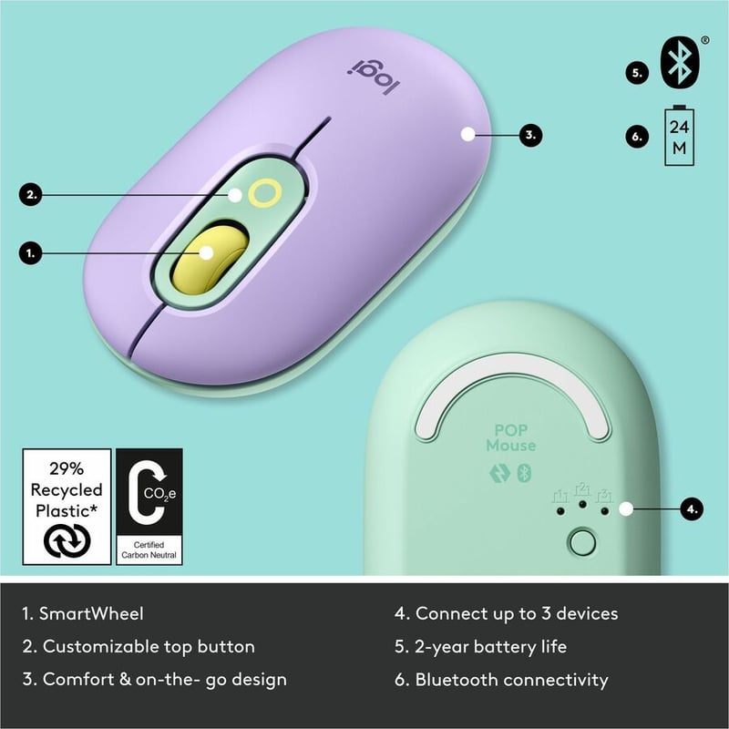 Logitech POP Mouse with emoji - Daydream Mint - Thumbnail 4