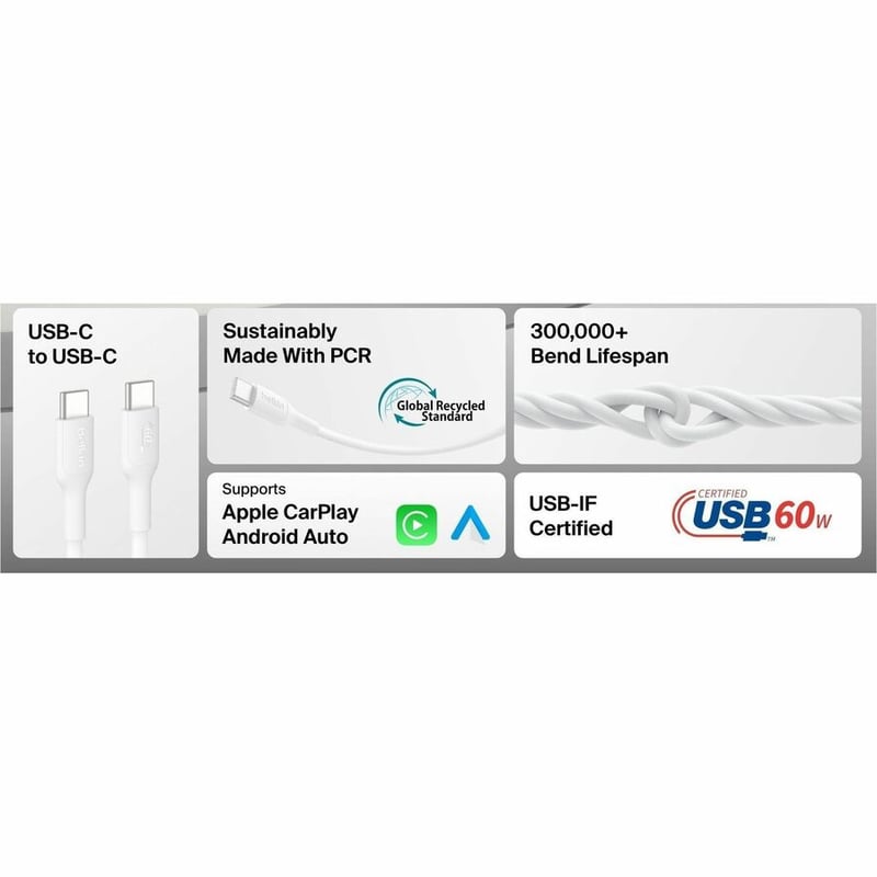 C - C CBL 60W 2.0 PCR 1M WHITE 2PK - Thumbnail 4
