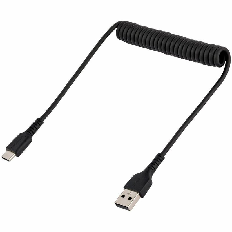 StarTech.com 20in (50cm) USB A to C Charging Cable, Coiled Heavy Duty USB 2.0 A to Type-C, Durable Fast Charge & Sync USB-C Cable, Black - Thumbnail 3