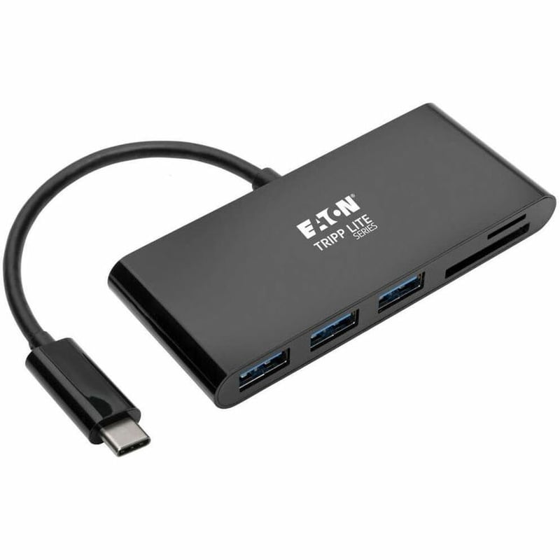 Eaton Tripp Lite Series 3-Port USB-C Hub with Card Reader, USB 3.x (5Gbps) Hub Ports and Card Reader Ports, Black - Thumbnail 1