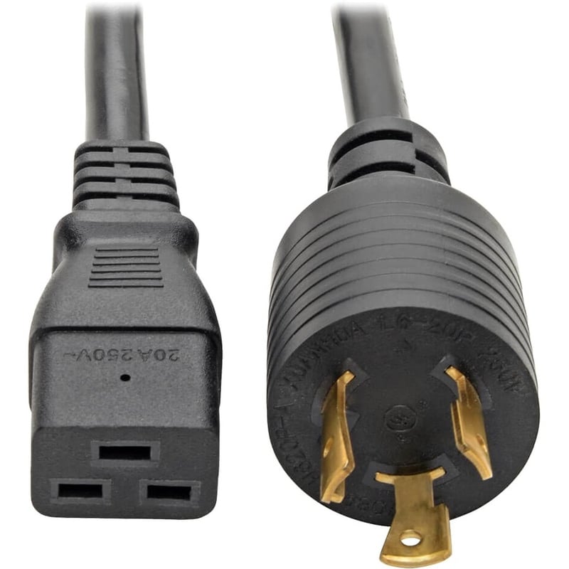 Eaton Tripp Lite Series Power Cord, C19 to NEMA L6-20 - Heavy-Duty, 20A, 250V, 12 AWG, 12 ft. (3.66 m), Black - Thumbnail 1
