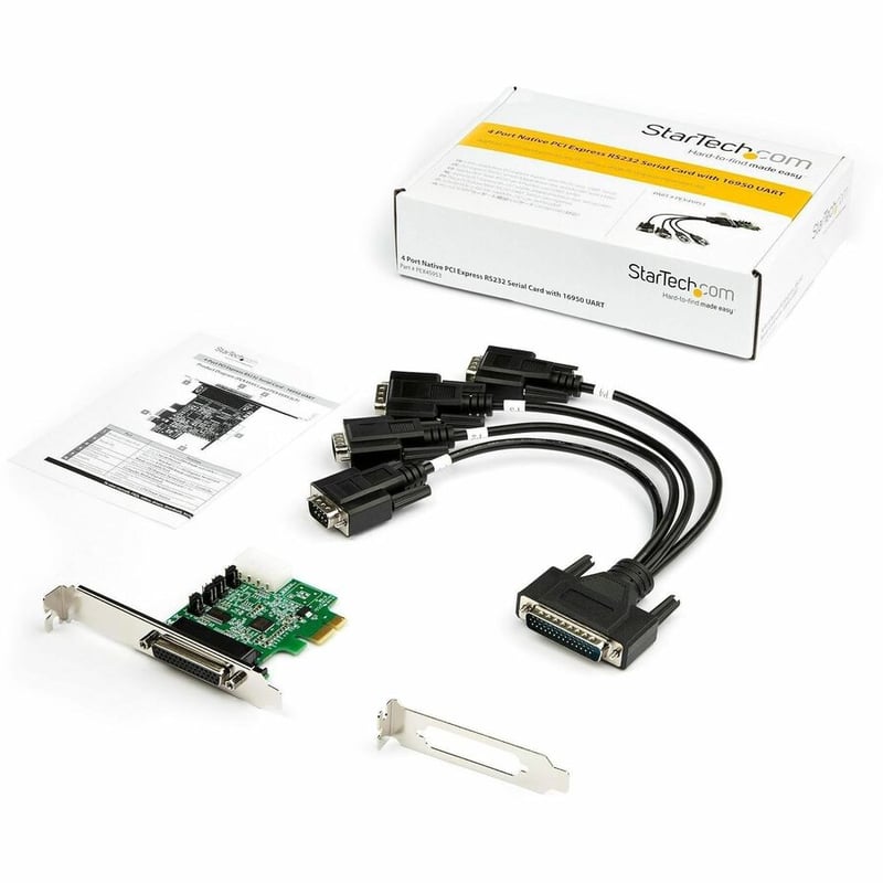 StarTech.com 4-port PCI Express RS232 Serial Adapter Card - PCIe to Serial DB9 RS-232 Controller Card - 16950 UART - Windows/Linux - Thumbnail 3
