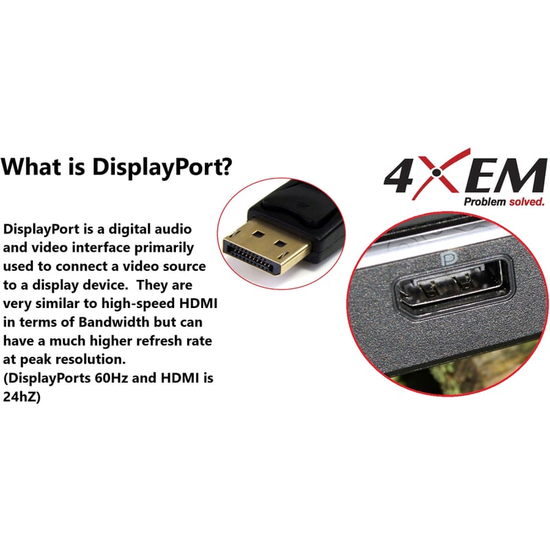 4XEM 10FT DisplayPort To VGA Adapter Cable - Black - Thumbnail 2