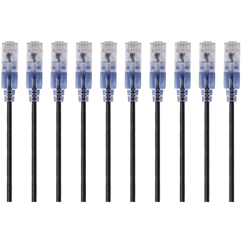 SLIM CAT6A CABLE - 10PK 1FT BLACK - Thumbnail 1