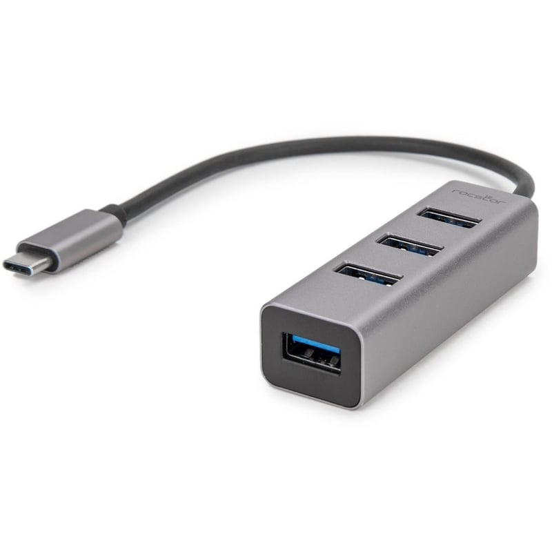 Rocstor Premium Portable 4 Port Aluminum Hub - USB-C to 4x USB-A Hub - USB 3.0 Hub - Bus Powered - USB C to USB Type-A Hub - USB Type C - External - USB-C 3.1 to 4 USB Type-A 3.0 Port(s) USB-A - For MacBook, MacBook Air© - Thumbnail 3
