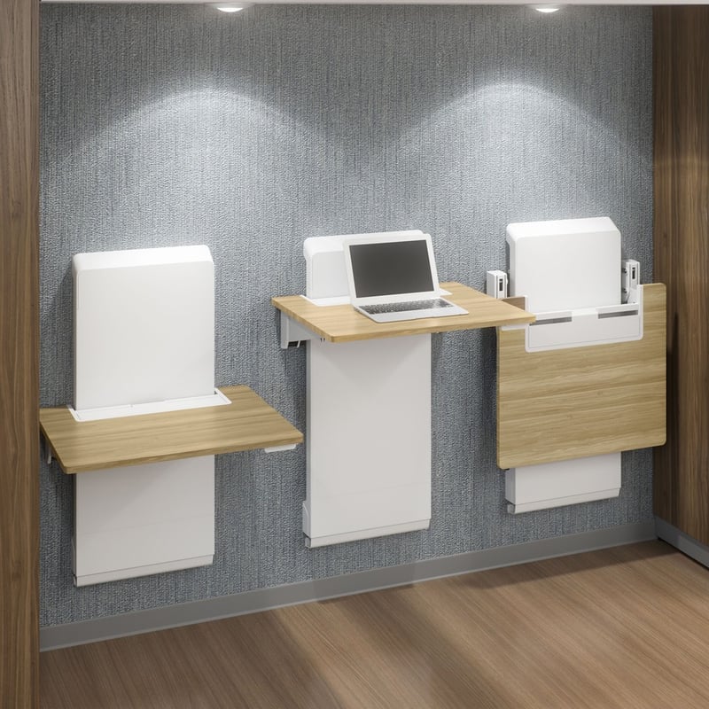 Ergotron WorkFit Elevate with Power Access (Mendota Maple) Sit-Stand Wall Desk - Thumbnail 4
