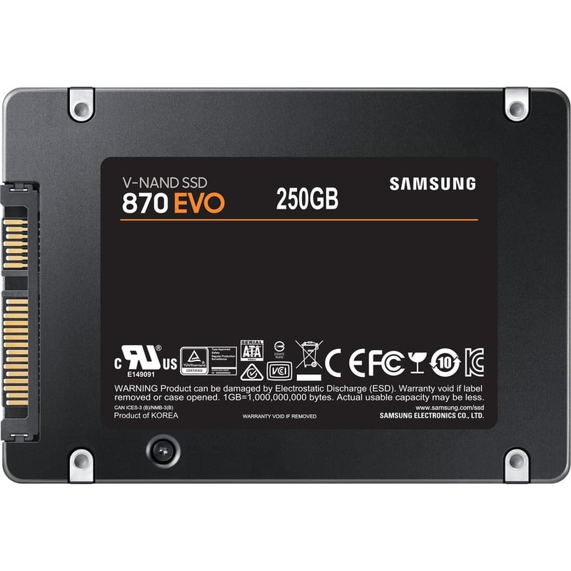 Samsung 870 EVO MZ-77E250BW 250 GB Solid State Drive - 2.5" Internal - SATA (SATA/600) - Black - Thumbnail 2