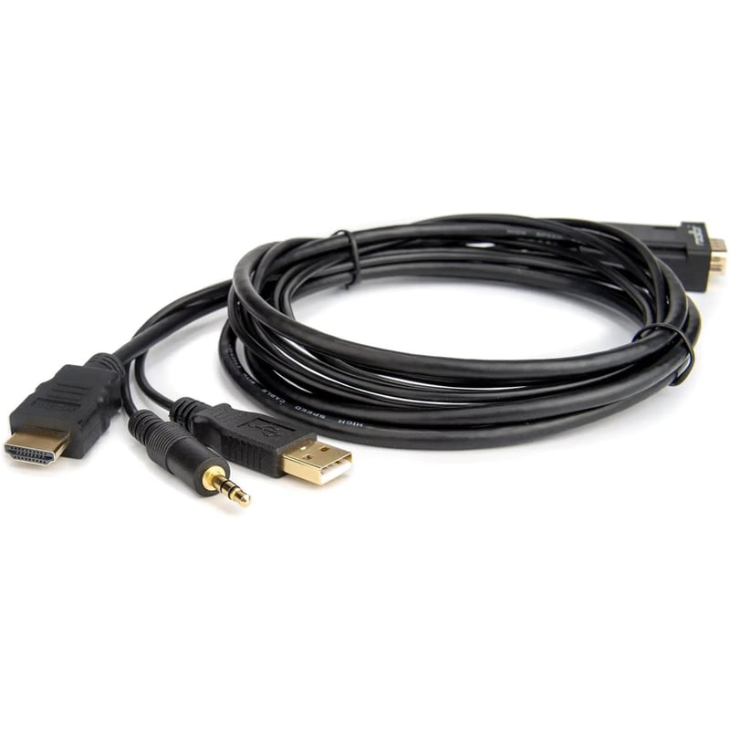 Rocstor Premium 6ft VGA to HDMI Converter Cable with Power and Audio Support M/M - Thumbnail 2