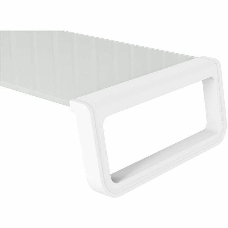 GLASS MONITOR RISER SHELF WITH KEYBOARD STORAGE SPACE (WHITE) - Thumbnail 2