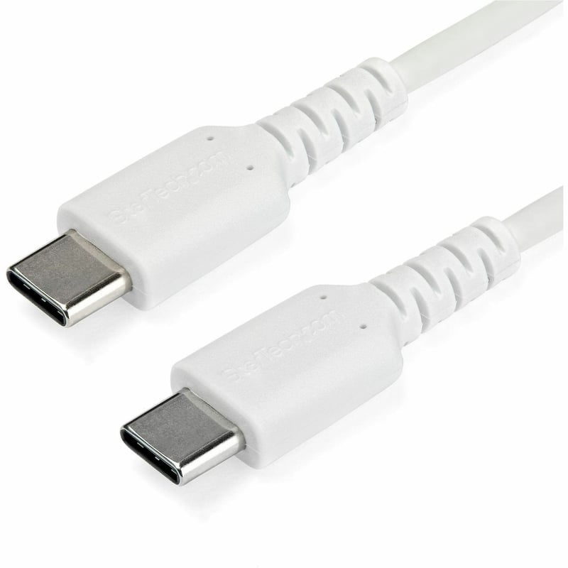 StarTech.com 1m USB C Charging Cable - Durable Fast Charge & Sync USB 2.0 Type C to C Charger Cord - TPE Jacket Aramid Fiber M/M 60W White - Thumbnail 1