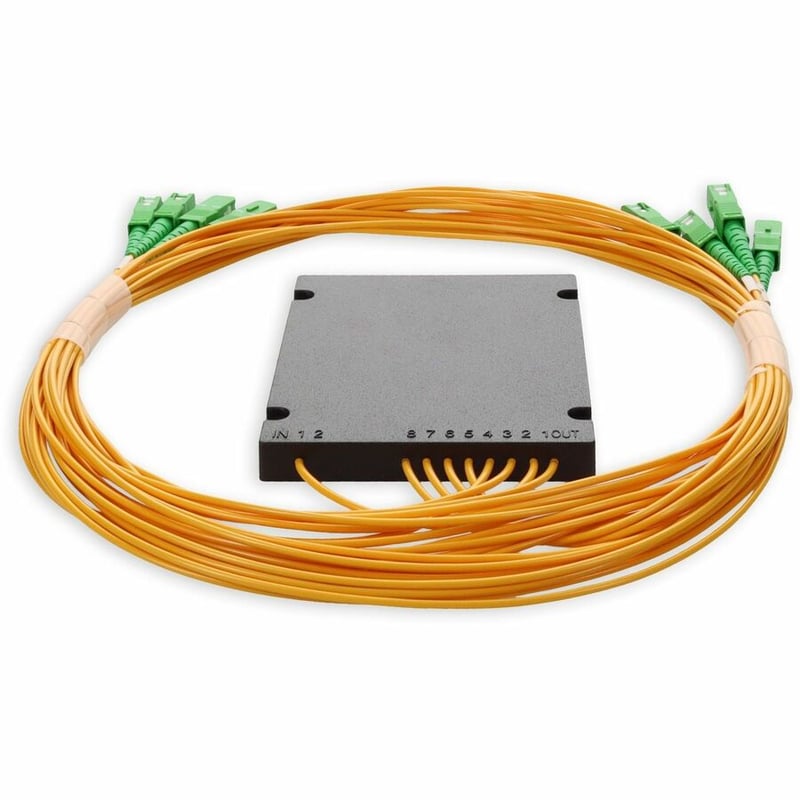 AddOn Single 1xASC 1x (Male) to 8xASC (Male) Yellow OS2 Simplex Fiber Splitter Box with 1.5m pigtails - Thumbnail 4