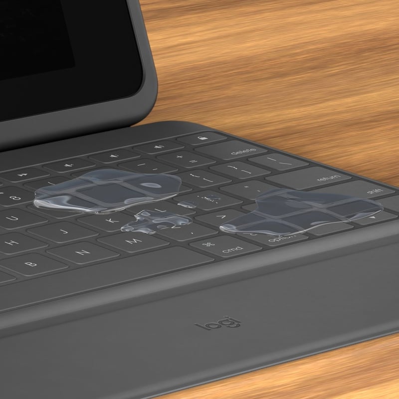Logitech Rugged Folio Rugged Keyboard/Cover Case (Folio) Apple, Logitech iPad (7th Generation), iPad (8th Generation), iPad (9th Generation) Tablet - Graphite - Thumbnail 2
