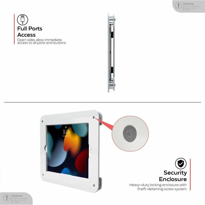 CTA Digital Acrylic Security VESA Enclosure for iPad 10.2 Series, iPad Air3, and iPad Pro 10.5 (White) - Thumbnail 3