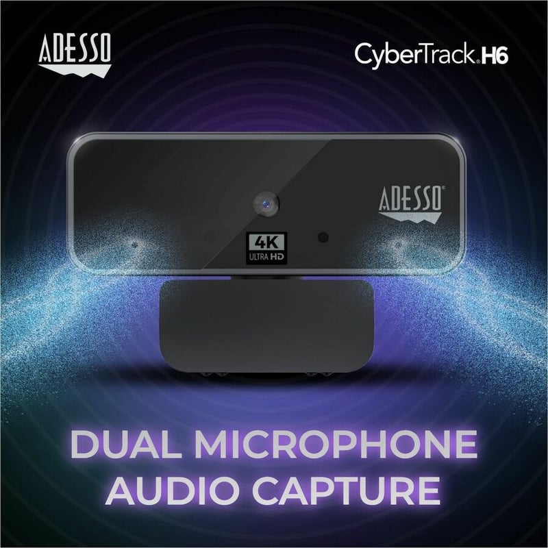 Adesso CyberTrack H6 4K Ultra HD Webcam - 8 Megapixel - 30 fps - USB 2.0 - Fixed Focus - Tripod mount - Privacy shutter - Thumbnail 3