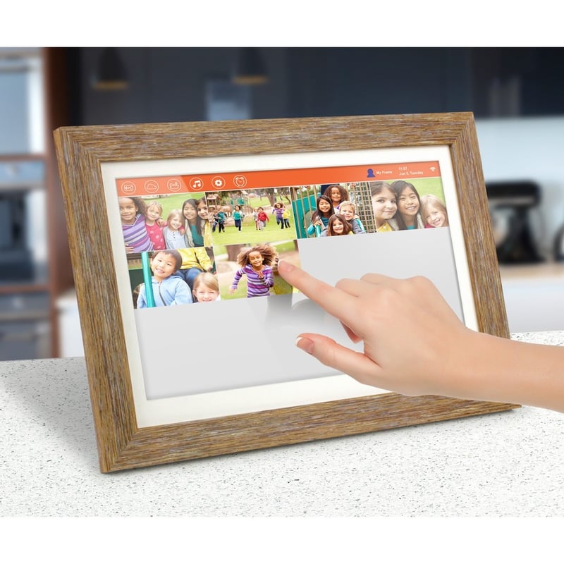 Aluratek 13.3" WiFi Touchscreen Distressed Wood Digital Photo Frame - Thumbnail 2