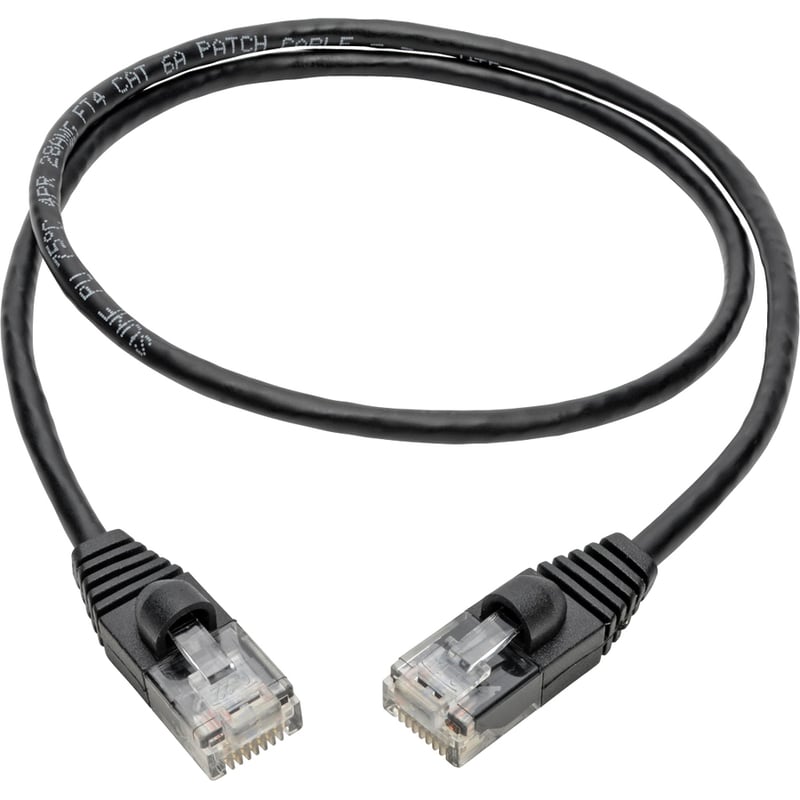Eaton Tripp Lite Series Cat6a 10G Snagless Molded Slim UTP Ethernet Cable (RJ45 M/M), Black, 2 ft. (0.61 m) - Thumbnail 2