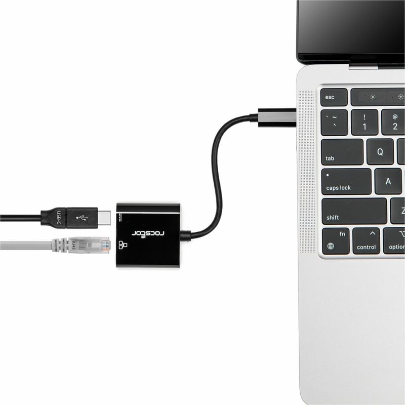 Rocstor Premium USB-C to Gigabit Ethernet with USB-C 100W Power Delivery PD 3.0 Adapter - Thumbnail 2
