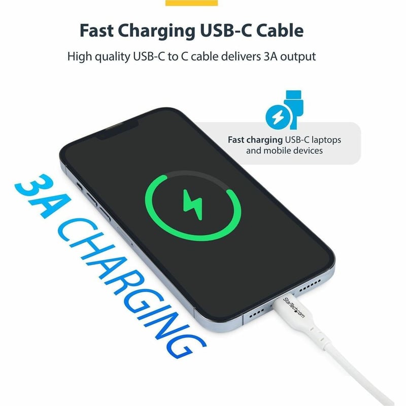 6FT WHITE USB-C CHARGING CABLE 60W POWER DELIVERY M/M TYPE-C - Thumbnail 3