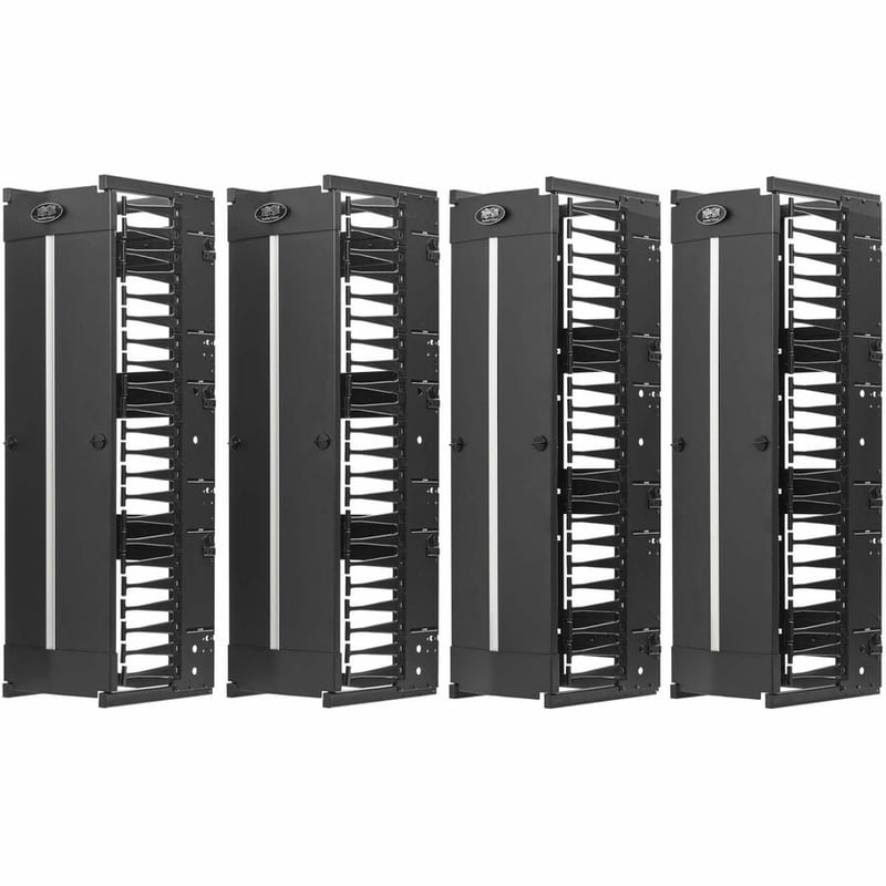Tripp Lite High-Capacity Vertical Cable Manager - Deep Double Finger Duct with Cover - Double Sided - 12 in. Wide - Black - 7 ft. (2.2 m) - Thumbnail 2