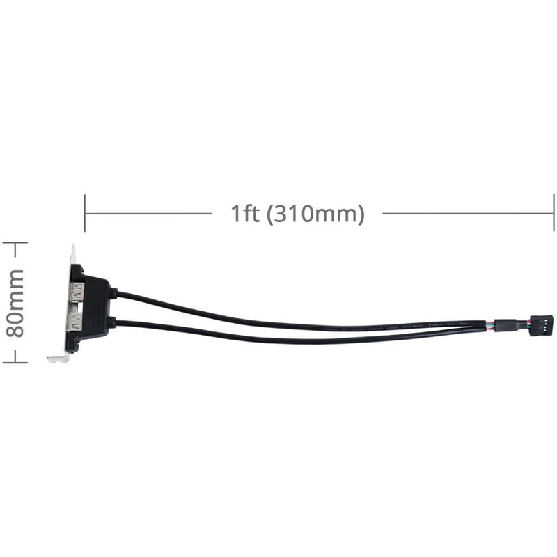 SIIG 2-Port USB 2.0 Low Profile Extension Bracket - Thumbnail 4