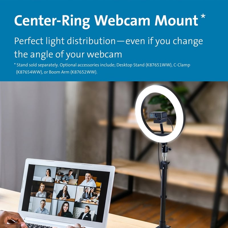 Kensington L1000 Bicolour Ring Light with Webcam Mount - Thumbnail 5