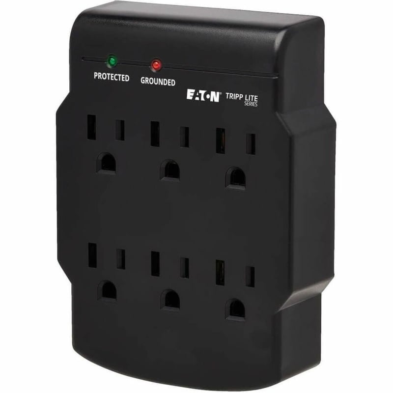 Tripp Lite by Eaton 6-Outlet Surge Protector Direct Plug-In 750 Joules Diagnostic LED Black - Thumbnail 1