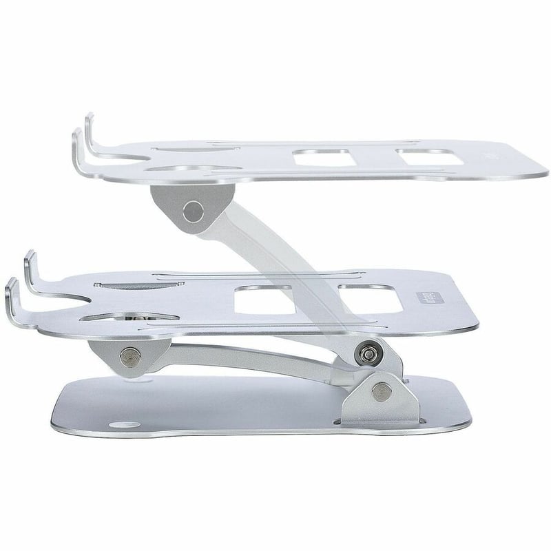 StarTech.com Laptop Stand for Desk, Ergonomic Laptop Stand Adjustable Height, Aluminum, Up to 22lb/10kg, Foldable Notebook Riser/Lift