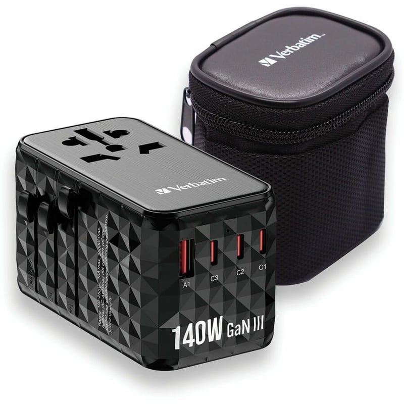 Verbatim UTA-10 GaN III Universal Travel Adapter 140W - USB-C, USB-A - Thumbnail 2