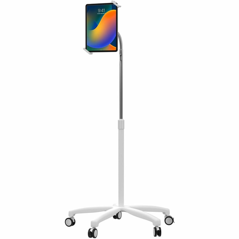 CTA Digital Heavy-Duty Medical Mobile Floor Stand for 7-13 Inch Tablets (White) - Thumbnail 1