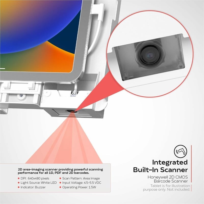 CTA Digital Wall Mount for Bar Code Scanner, iPad Air, iPad Pro, iPad Pro 11, Tablet - White - Landscape/Portrait - Thumbnail 5