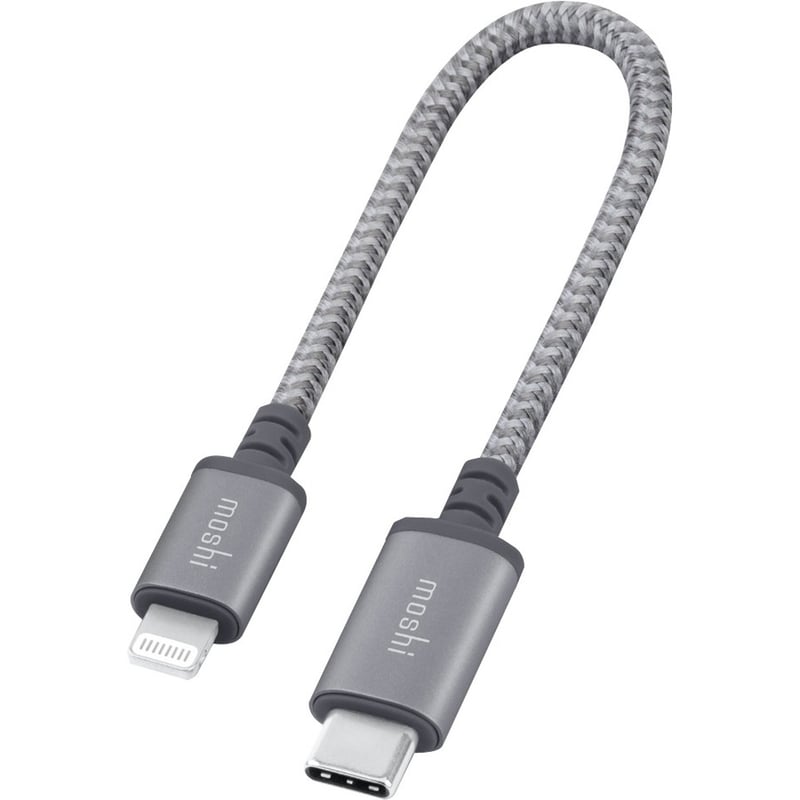 Moshi Integra USB-C to Lightning Cable 0.8 ft (0.25 m) Titanium Gray - Thumbnail 1
