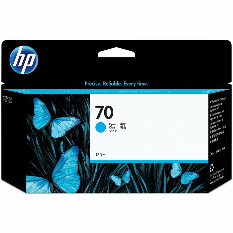 HP 70 (C9452A) Original Inkjet Ink Cartridge - Single Pack - Cyan - 1 Each - Thumbnail 1