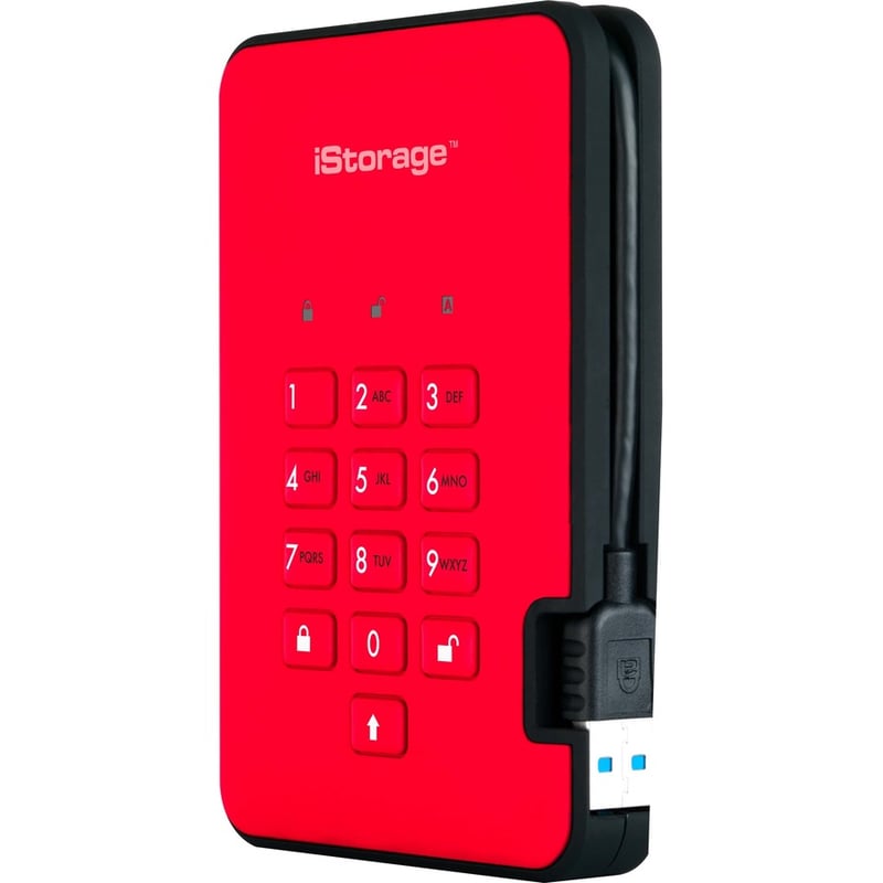iStorage diskAshur2 SSD 128GB Secure Portable Solid State Drive | Red | Incorporated Common Criteria EAL 5+ | PIN protected | AES-XTS 256-bit Full Disk Hardware Encryption | Dust/Water Resistant | TAA Compliant - Thumbnail 3