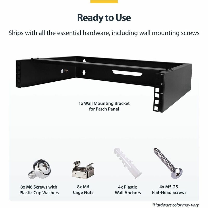 StarTech.com 2U Wall Mount Rack, 14in Deep, 19 inch Wall Mount Network Rack, Wall Mounting Patch Panel Bracket for Switch/IT Equipment - Thumbnail 5