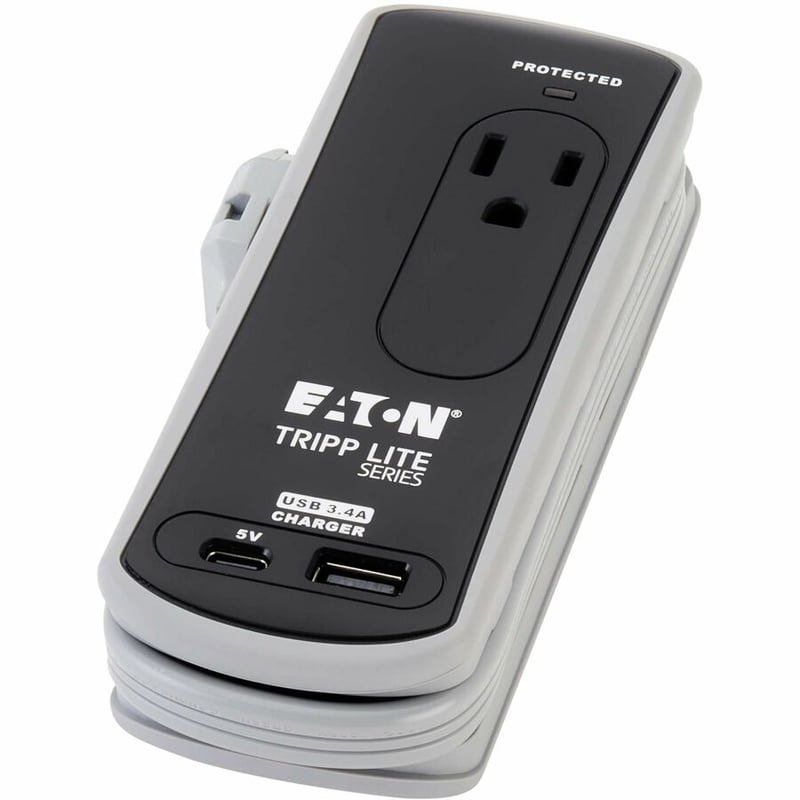 TRAVEL-SIZE SURGE PROTECTOR 2OUTLET USB-C AND USB-A PORTS BLACK - Thumbnail 5