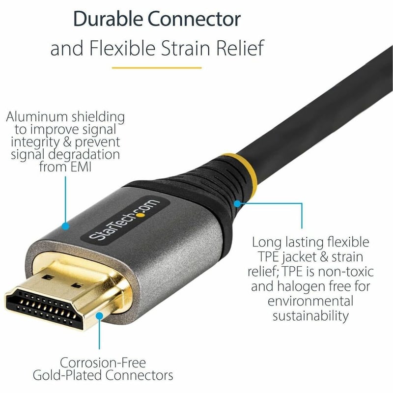 StarTech.com 16ft/5m HDMI 2.1 Cable, Certified Ultra High Speed HDMI Cable 48Gbps, 8K 60Hz/4K 120Hz HDR10+, 8K HDMI Cable, Monitor/Display - Thumbnail 3