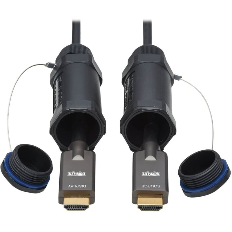 Tripp Lite by Eaton High-Speed Armored HDMI Fiber Active Optical Cable (AOC) with Hooded Connectors - 4K @ 60 Hz HDR IP68 M/M Black 30 m (98 ft.) - Thumbnail 1