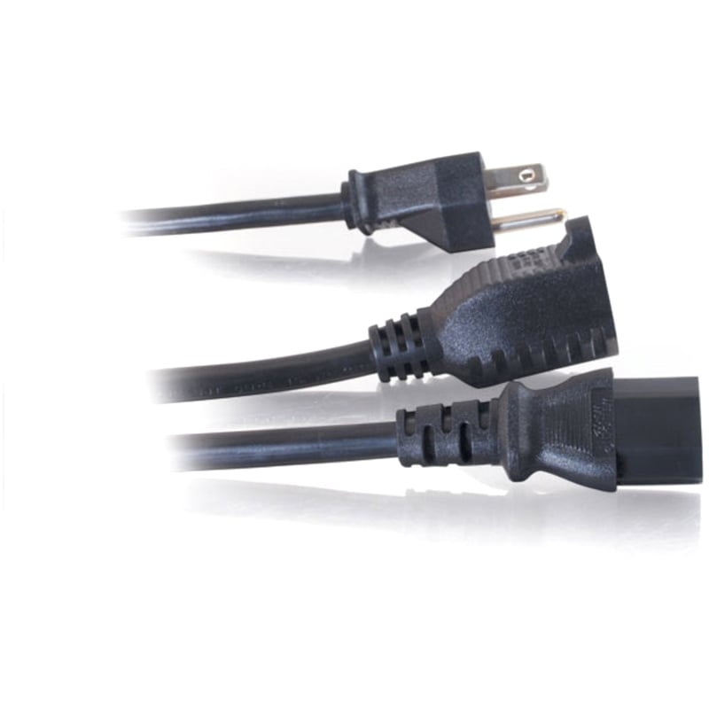 C2G 3ft 16 AWG 1-to-2 Power Cord Splitter (NEMA 5-15P to 1 NEMA 5-15R + 1 IEC320C13) - Thumbnail 3