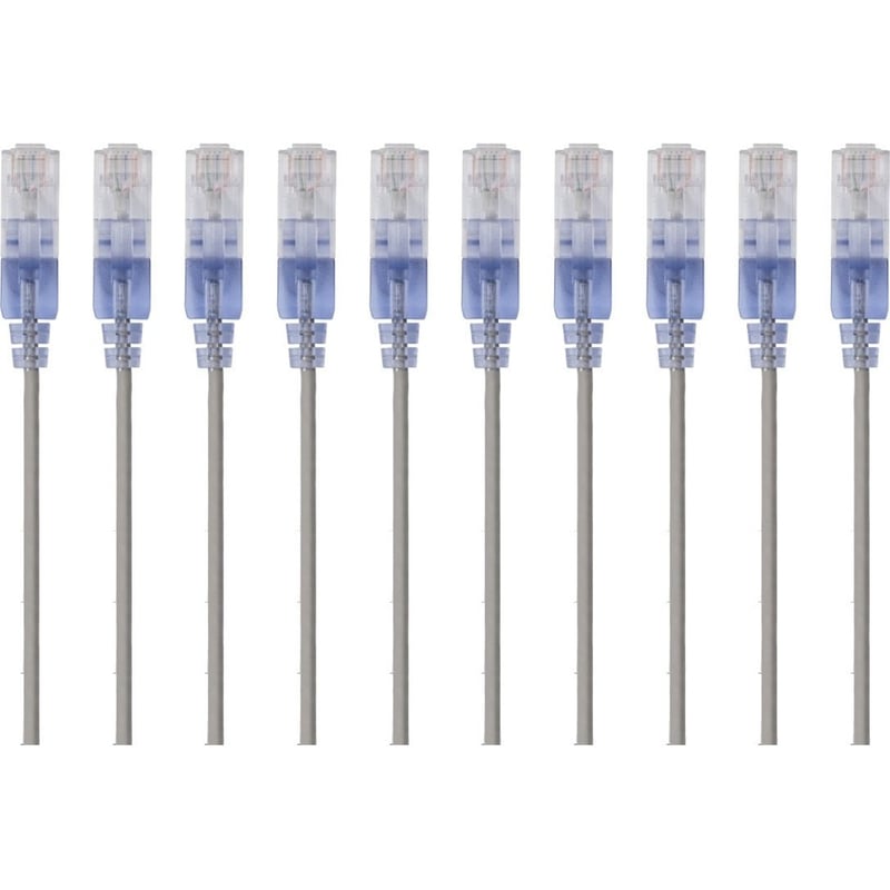 SLIM CAT6A CABLE - 10PK_ 3FT GRAY - Thumbnail 1