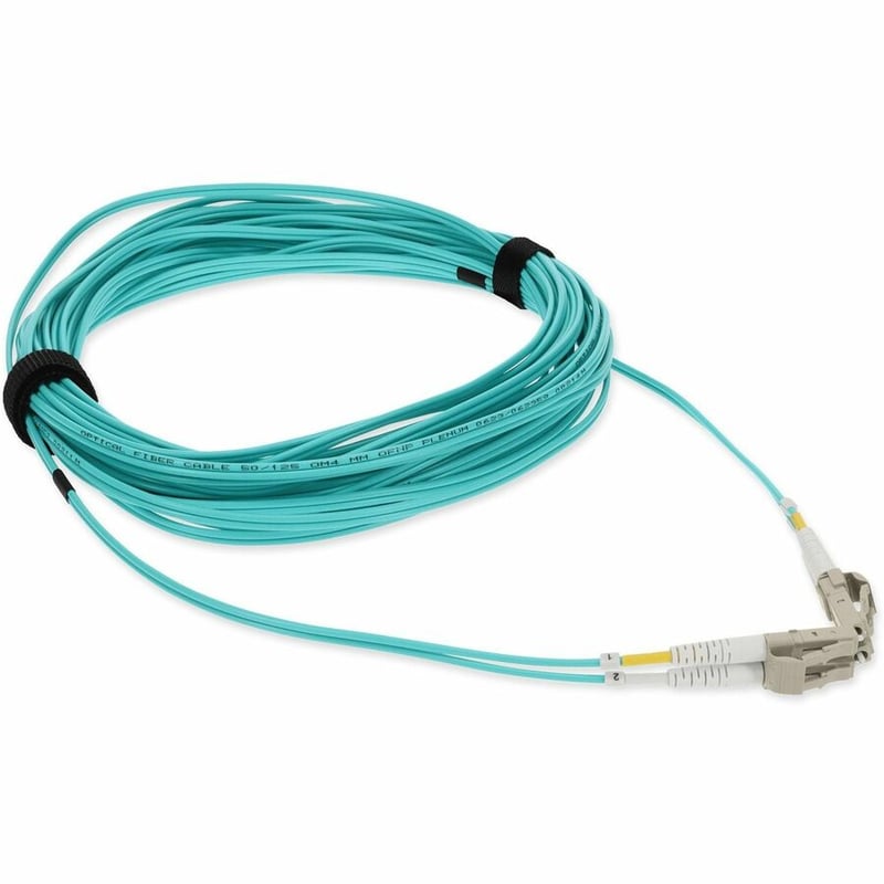 AddOn 9m LC to LC Aqua OM4 Duplex OFNP (Plenum-Rated) TAA Fiber Patch Cable